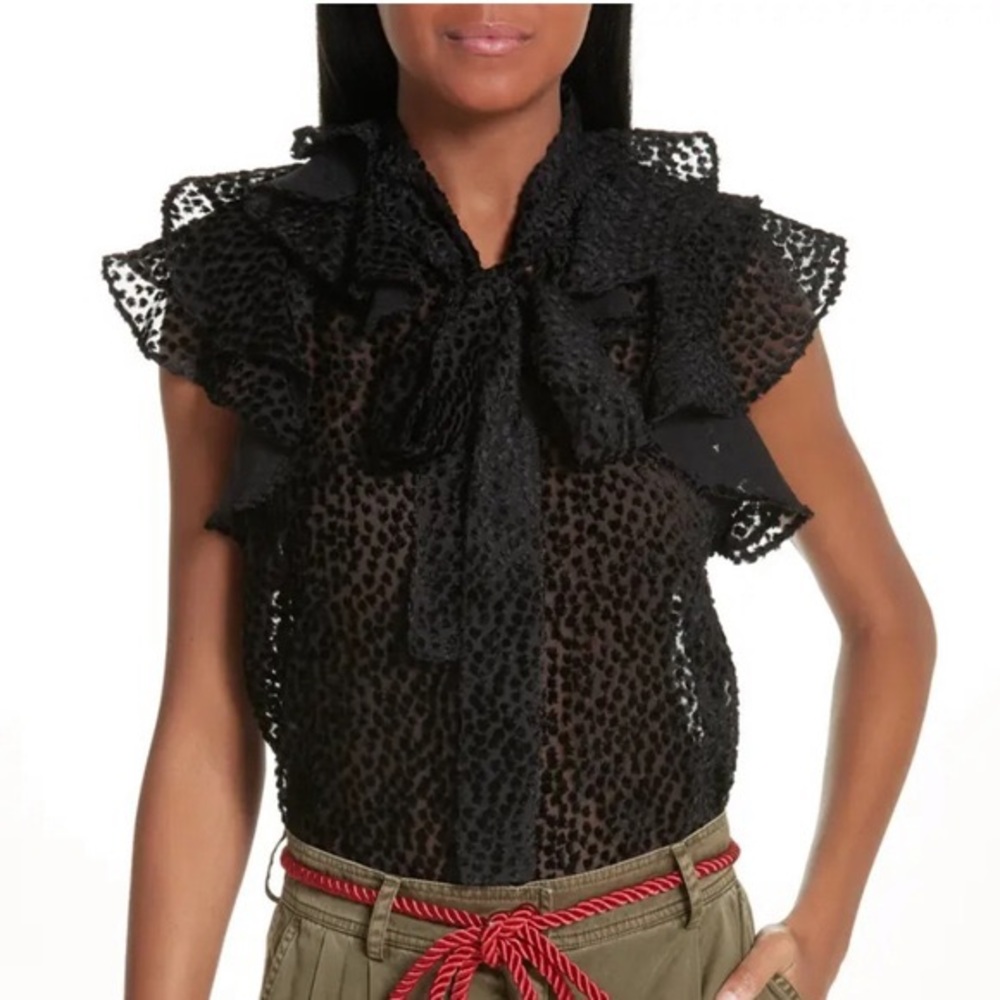 Robert Rodriguez Black Burnout Velvet Blouse